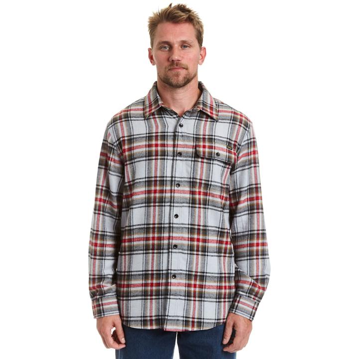 Men's Stanley Classic-fit Plaid Flannel Button-down Shirt, Size: Small, Dark Grey
