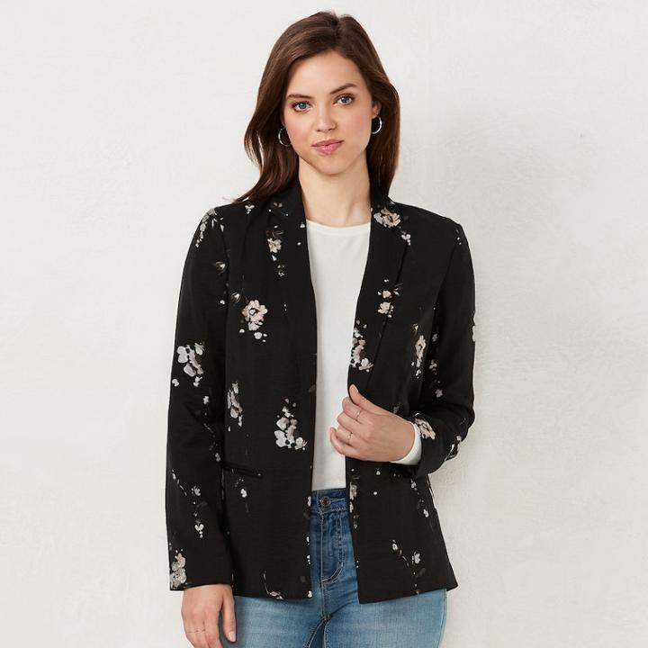 Women's Lc Lauren Conrad Relaxed Open-front Blazer, Size: Xxl, Black