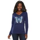 Women's Sonoma Goods For Life&trade; Graphic V-neck Tee, Size: Xs, Dark Blue