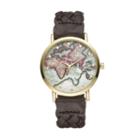 Women's World Map Watch, Size: Large, Brown