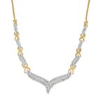 Two Tone Sterling Silver 1/2 Carat T.w. Diamond V Necklace, Women's, Size: 18, White