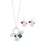 Snowflake, Christmas Tree & Gift Charm Necklace & Drop Earring Set, Women's, Multicolor