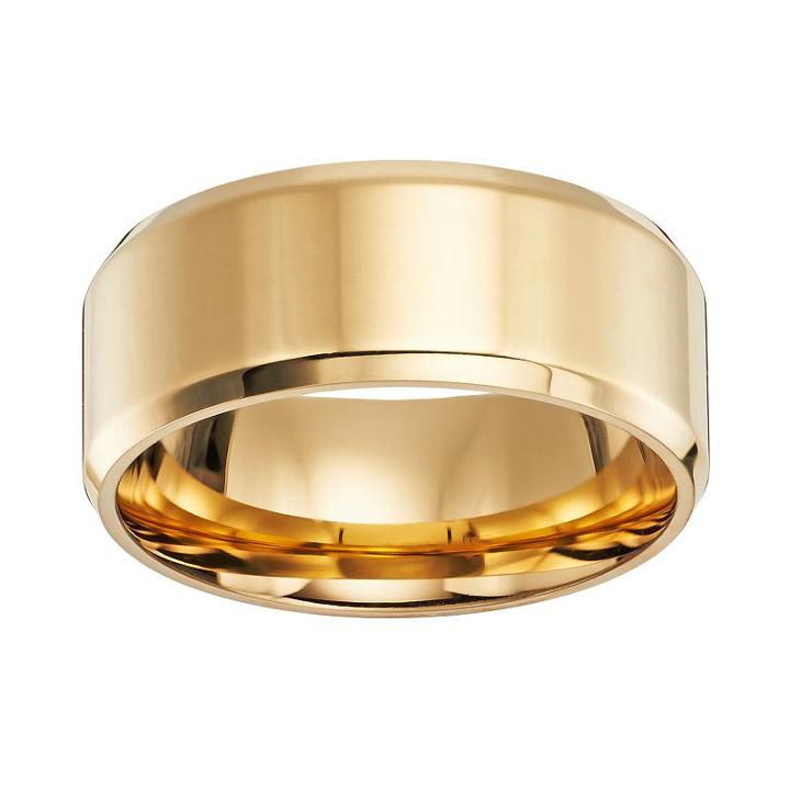 Cherish Always 14k Gold-over-stainless Steel Wedding Band - Men, Size: 6.50, Grey