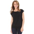 Women's Apt. 9&reg; Banded Hem Tee, Size: Regular, Black