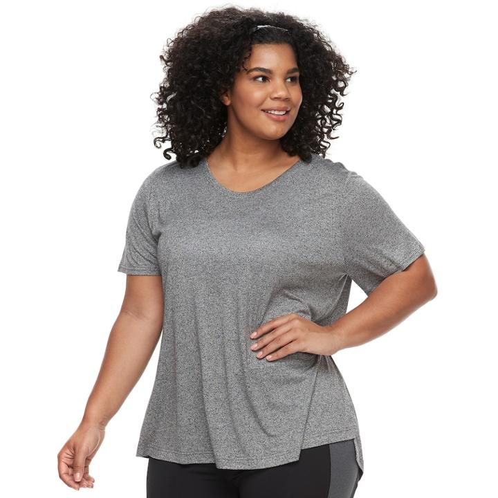 Plus Size Tek Gear&reg; Vented Hem Tee, Women's, Size: 1xl, Black
