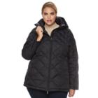 Plus Size Plus Hemisphere Hooded Quilted Down Puffer Jacket, Women's, Size: 2xl, Black