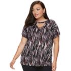 Plus Size Jennifer Bar Front Tee, Women's, Size: 0x, Black