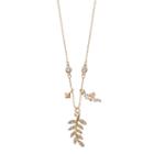 Lc Lauren Conrad Leaf, Pyramid & Pink Crackle Stone Charm Necklace, Women's, Light Pink