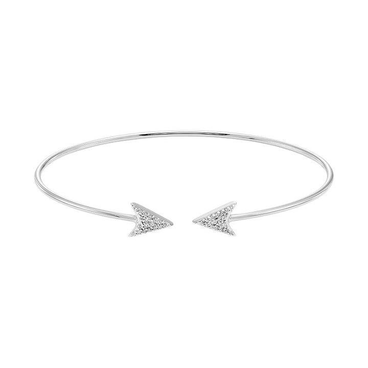 Sterling Silver 1/8 Carat T.w. Diamond Arrow Cuff Bracelet, Women's, Size: 6.5, White