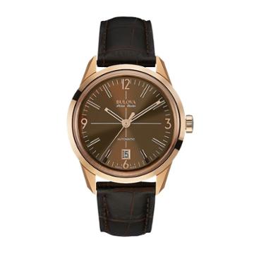 Bulova Men's Accu Swiss Leather Automatic Watch - 64b124, Brown