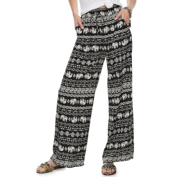 Juniors' Joe B Challis Tie Front Wide-leg Pants, Teens, Size: Xl, White