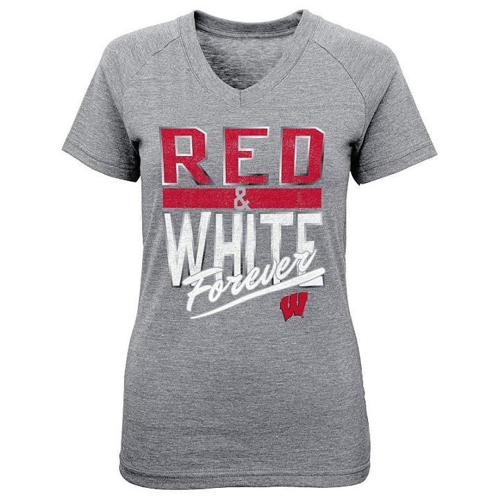 Girls 4-6x Wisconsin Badgers Palladium Tee, Girl's, Size: S(4), Med Grey