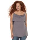 Plus Size Rock & Republic&reg; O-ring Flounce Top, Women's, Size: 1xl, Grey