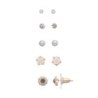 Lc Lauren Conrad Floral Nickel Free Stud Earring Set, Women's, White