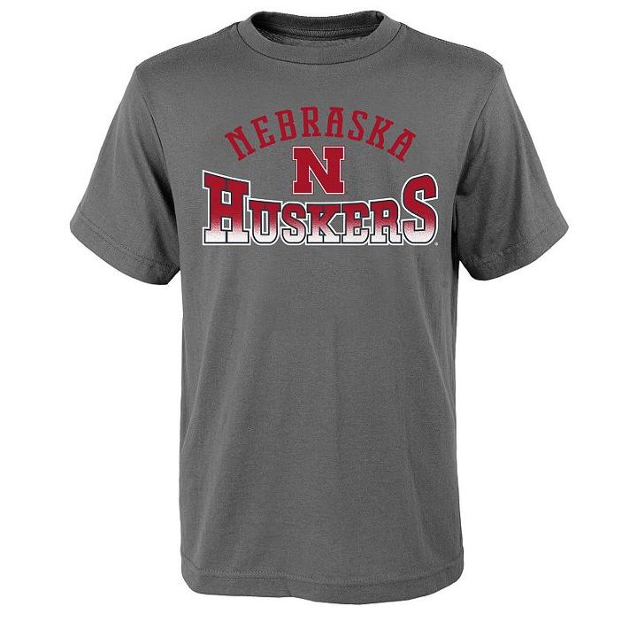 Boys 8-20 Nebraska Cornhuskers Fade Tee, Boy's, Size: L(14/16), Grey (charcoal)