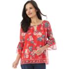 Women's Apt. 9&reg; Printed Keyhole Top, Size: Xl, Red Floral
