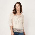 Women's Lc Lauren Conrad Printed Chiffon Peasant Top, Size: Xl, Light Pink