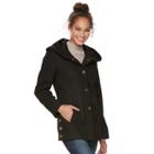 Women's Apt. 9&reg; Faux-wool Hooded Jacket, Size: Medium, Black
