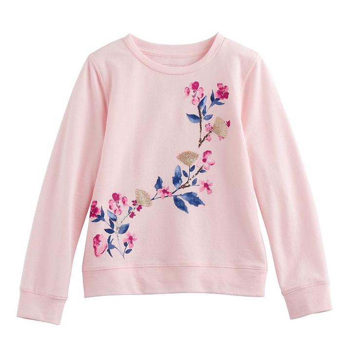 Girls 4-12 Sonoma Goods For Life&trade; Embellished Long-sleeve Sweatshirt, Size: 6, Brt Pink