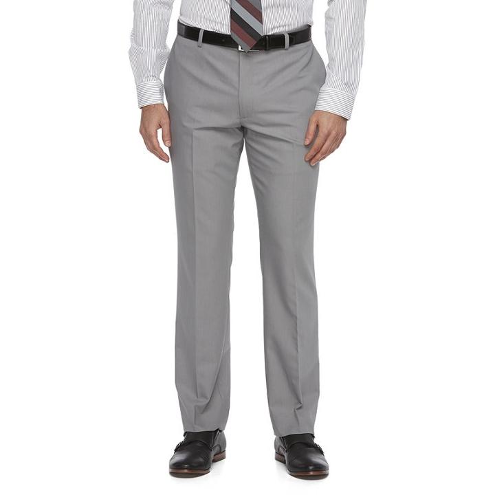 Men's Apt. 9&reg; Silk Touch Extra-slim Fit Stretch Flat-front Dress Pants, Size: 34x32, Light Grey