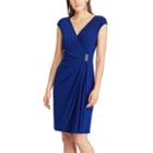 Women's Chaps Embellished Ruffle Sheath Dress, Size: Medium, Blue