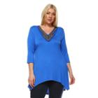 Plus Size White Mark Embellished High-low Tunic, Women's, Size: 1xl, Blue Other
