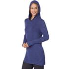 Women's Cuddl Duds Soft Knit Long Sleeve Tunic Hoodie, Size: Large, Dark Blue