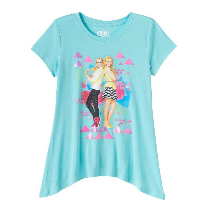 Disney's Girl Meets World Liv & Maddie Girls' 7-16 Sharkbite Hem Tee, Size: Xl, Turquoise/blue (turq/aqua)