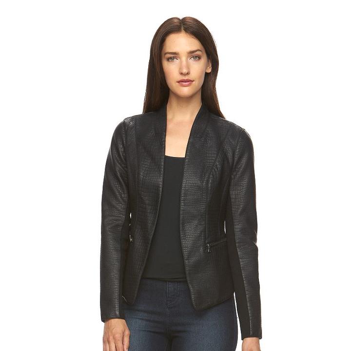Women's Apt. 9&reg; Textured Faux-leather Blazer, Size: Xl, Black