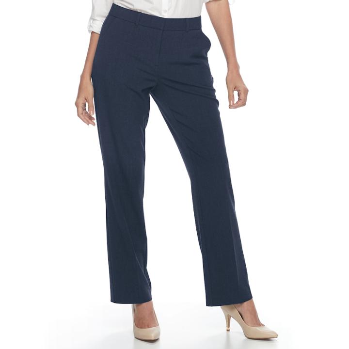 Women's Napa Valley Comfort Waist Straight-leg Pants, Size: 14 Avg/reg, Blue (navy)