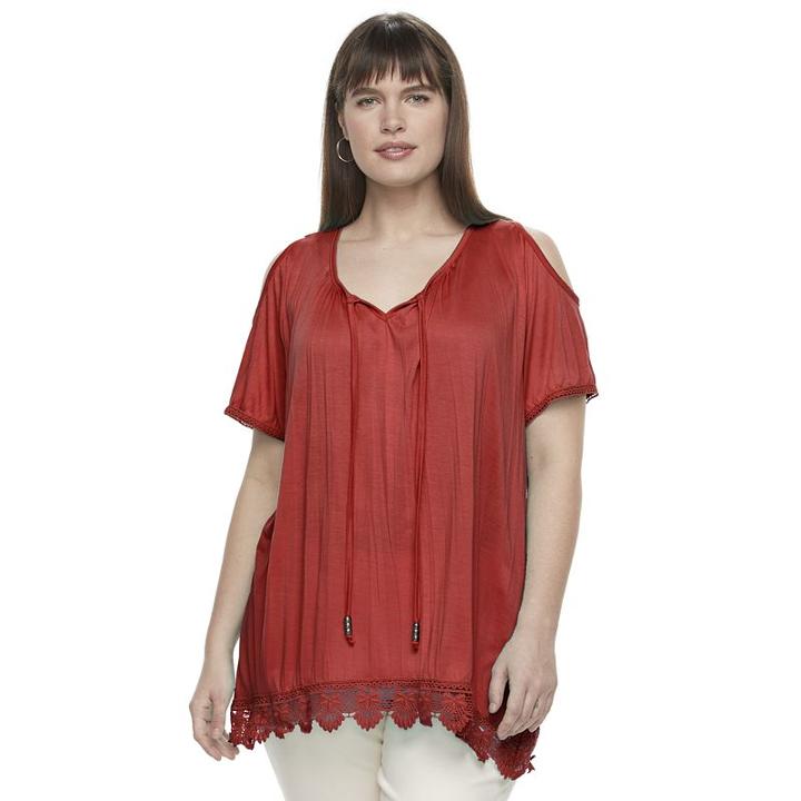 Plus Size French Laundry Cold Shoulder Top, Women's, Size: 3xl, Med Red