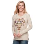 Women's Sonoma Goods For Life&trade; Floral Embroidery Scoopneck Sweater, Size: Xl, Lt Beige