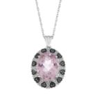 Sterling Silver Pink Amethyst Black & White Diamond Accent Oval Pendant Necklace, Women's