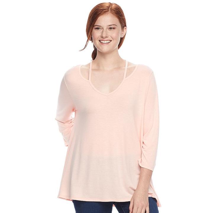 Juniors' Plus Size So&reg; Strappy Swing Tee, Teens, Size: 1xl, Lt Orange