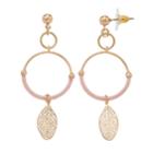 Lc Lauren Conrad Hoop Nickel Free Leaf Drop Earrings, Women's, Pink