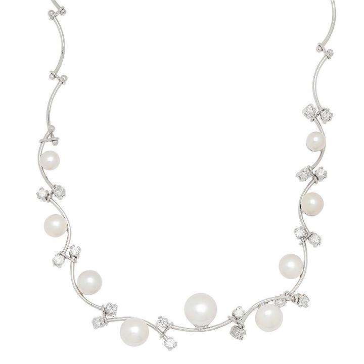 Freshwater By Honora Sterling Silver Freshwater Cultured Pearl Vine Necklace, Women's, White