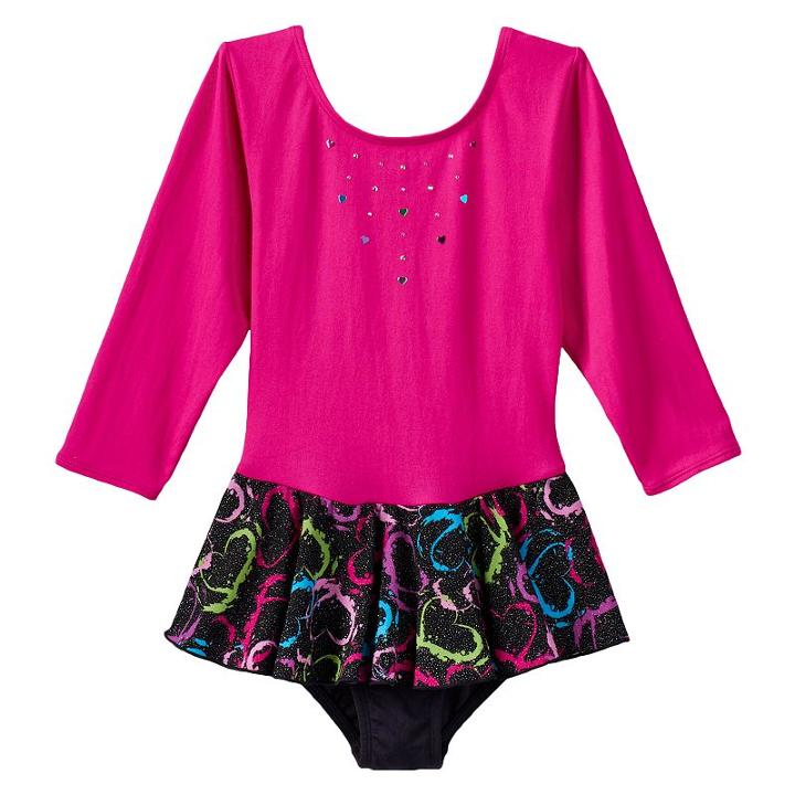Jacques Moret Splashing Love Skirted Dance Leotard - Girls 4-14, Size: Large, Black