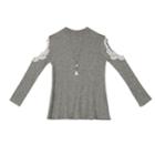 Girls 7-16 Iz Amy Byer Lace Trim Cold Shoulder Top With Necklace, Size: Small, Light Grey