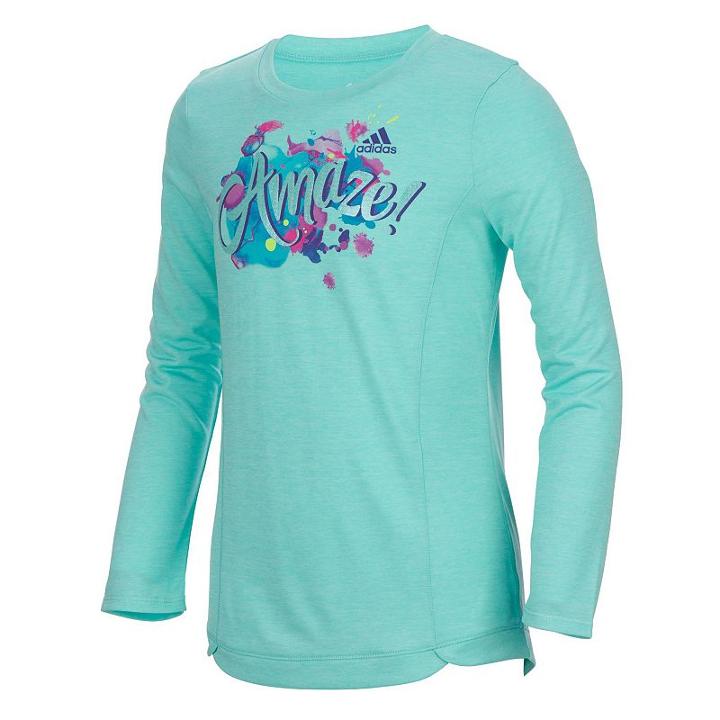 Girls 7-16 Adidas Melange Graphic Tee, Size: Xl, Turquoise/blue (turq/aqua)