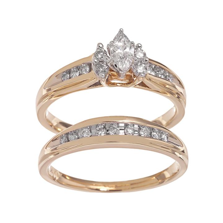 Lovemark Marquise-cut Diamond Engagement Ring Set In 14k Gold (1/2 Ct. T.w.), Women's, Size: 7, White
