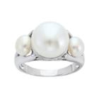 Freshwater Cultured Pearl Sterling Silver 3-stone Ring, Women's, Size: 6, White