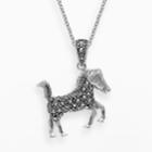 Lavish By Tjm Sterling Silver Horse Pendant - Made With Swarovski Marcasite, Women's, Size: 18, Grey