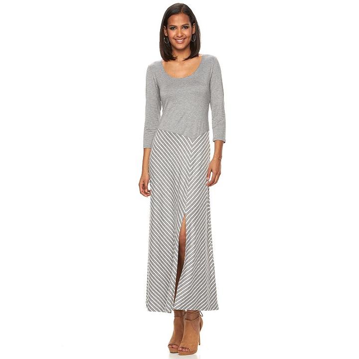 Women's Apt. 9® Striped Maxi Dress, Size: Medium, Grey Other