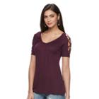 Women's Jennifer Lopez Strappy Cold-shoulder Tee, Size: Small, Drk Purple