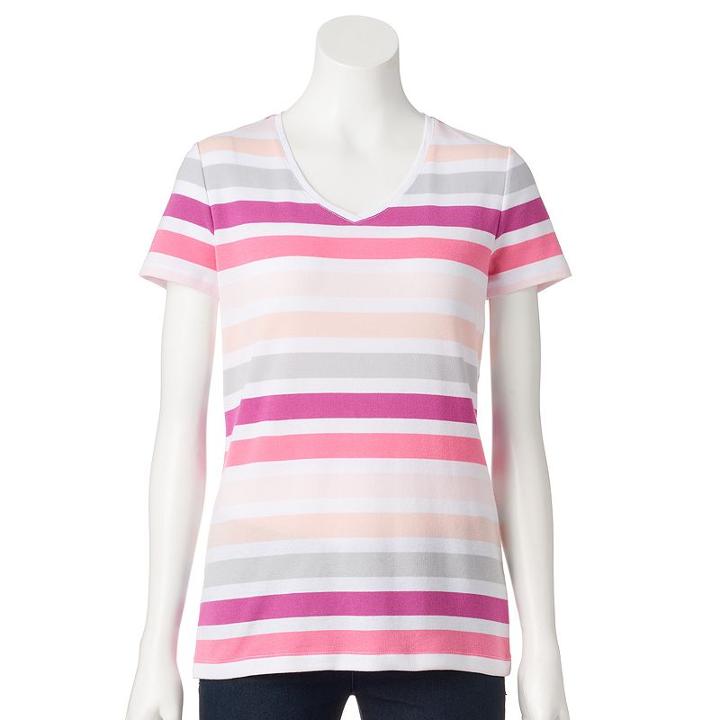 Women's Croft & Barrow&reg; Essential V-neck Tee, Size: Small, Lt Orange