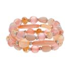 Peach Bead Stretch Bracelet Set, Women's, Pink