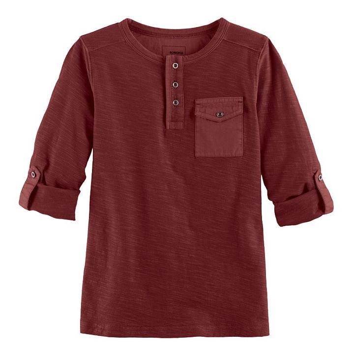 Boys 4-7x Sonoma Goods For Life&trade; Slubbed Henley, Size: 5, Dark Red