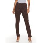 Petite Gloria Vanderbilt Anita Twill Straight-leg Pants, Women's, Size: 6p - Short, Med Brown