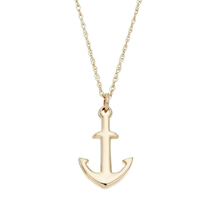 Itsy Bitsy 10k Gold Anchor Pendant Necklace, Women's, Size: 18