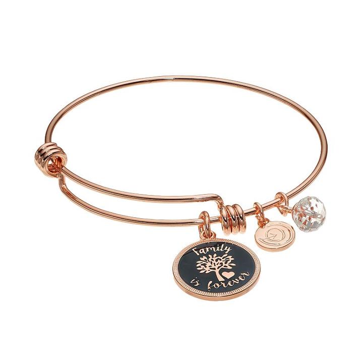 Love This Life Family Is Forever Tree Charm Bangle Bracelet, Women's, Black